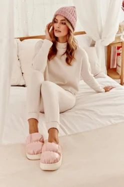 New Połyskujące Kapcie Damskie Różowe Big Star MM274129 Damskie Kapcie Klasyczne