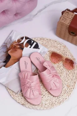 Best Połyskujące Klapki Z Wiązaniem Różowe Emilia Damskie Klapki Damskie Klasyczne