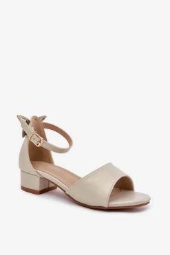 Hot Evento Połyskujące Sandałki Dziewczęce Na Niskim Obcasie Złote Ainare Złoty