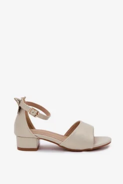 Hot Evento Połyskujące Sandałki Dziewczęce Na Niskim Obcasie Złote Ainare Złoty