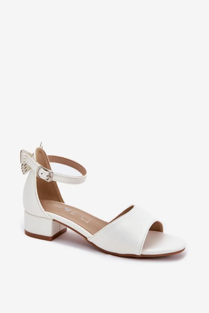 Dziewczęce>Evento Połyskujące Sandałki Dziewczęce Na Niskim Obcasie Białe Ainare Biały