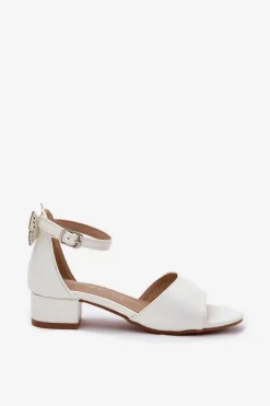 Dziewczęce>Evento Połyskujące Sandałki Dziewczęce Na Niskim Obcasie Białe Ainare Biały