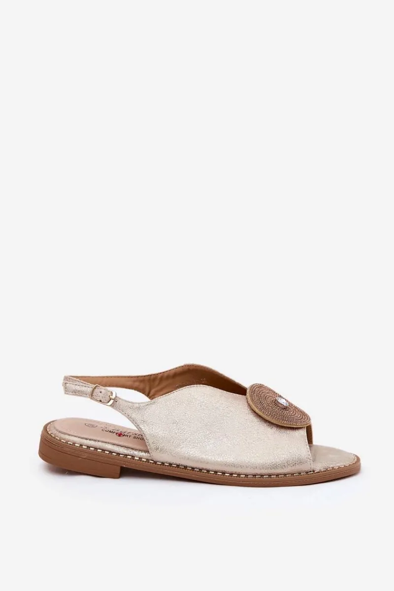 Clearance Damskie buty S.Barski Połyskujące Sandały Damskie Ozdobnym Detalem S.Barski KV51-012 Złote Złoty