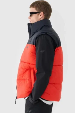 Best 4F Puchowy Bezrękawnik Męski WAW24TVJAM147-62S Czerwona