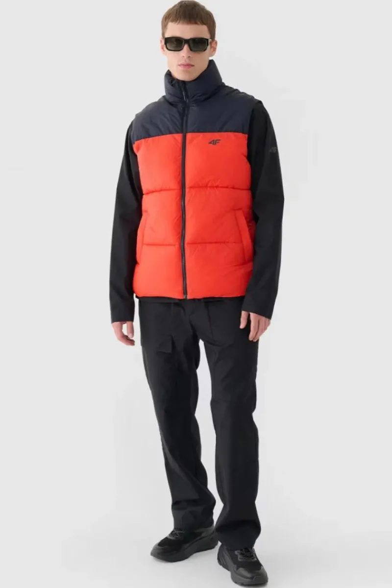 Best 4F Puchowy Bezrękawnik Męski WAW24TVJAM147-62S Czerwona