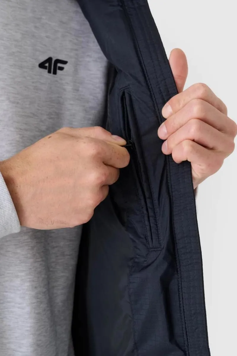 Kurtki Męskie|Odzież 4F>4F Puchowy Bezrękawnik Męski WAW24TVJAM147-20S Czarny