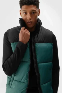 Sale 4F Puchowy Bezrękawnik Męski WAW24TVJAM147-40S Zielona Zielony