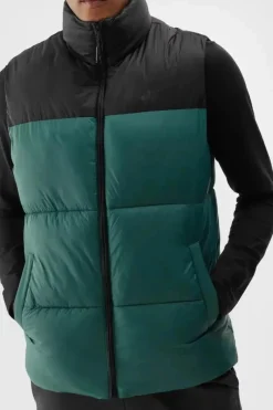 Sale 4F Puchowy Bezrękawnik Męski WAW24TVJAM147-40S Zielona Zielony