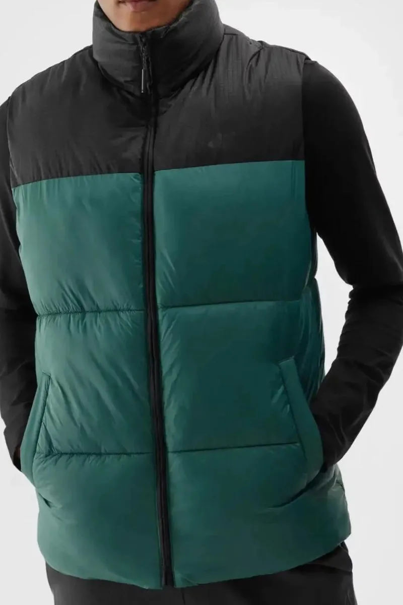 Sale 4F Puchowy Bezrękawnik Męski WAW24TVJAM147-40S Zielona Zielony