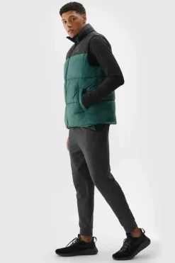 Sale 4F Puchowy Bezrękawnik Męski WAW24TVJAM147-40S Zielona Zielony