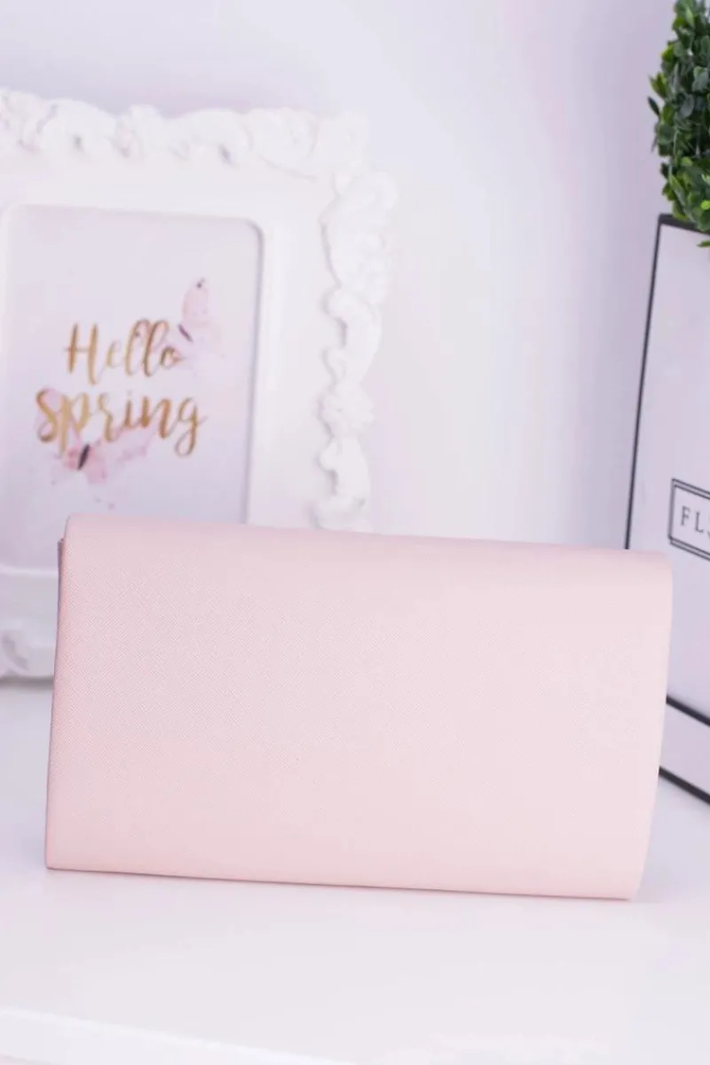 Discount Różowa Damska Kopertówka Złote Okucia Kopertówki