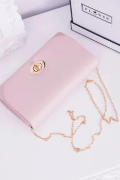 Discount Różowa Damska Kopertówka Złote Okucia Kopertówki