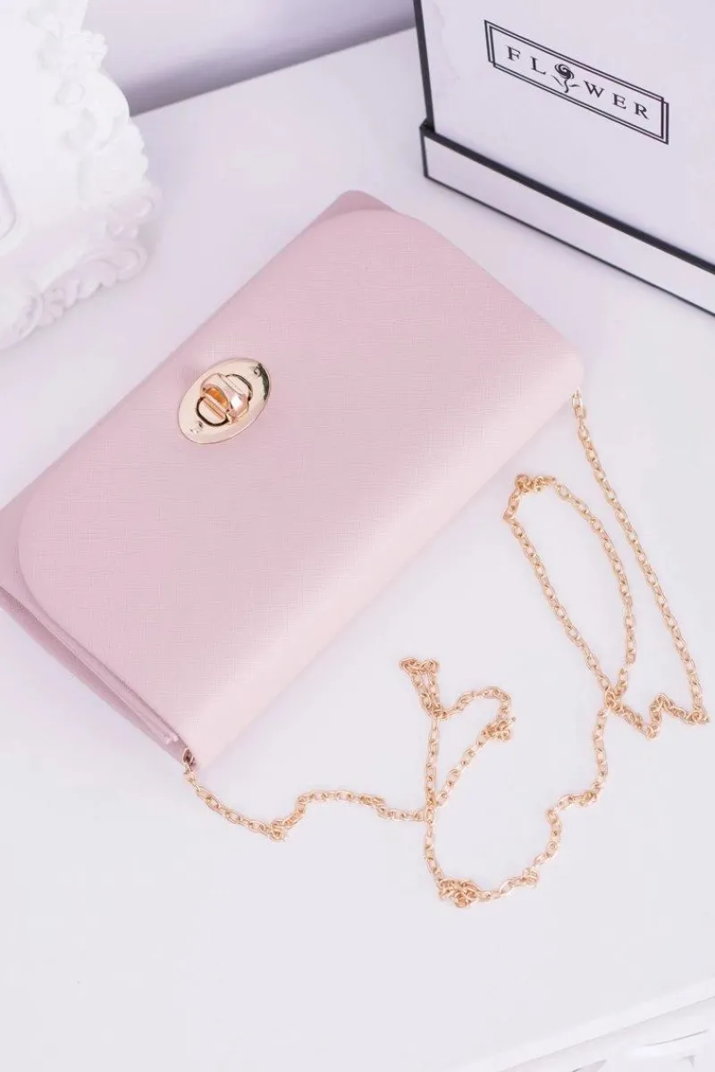 Discount Różowa Damska Kopertówka Złote Okucia Kopertówki