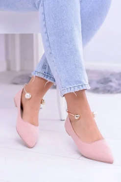 Różowe Balerinki Z Bransoletką W Szpic Mami Damskie Baleriny Klasyczne