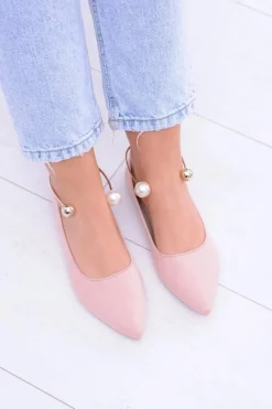 Różowe Balerinki Z Bransoletką W Szpic Mami Damskie Baleriny Klasyczne