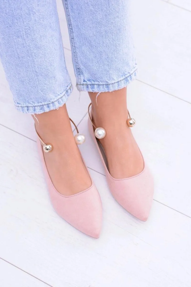 Różowe Balerinki Z Bransoletką W Szpic Mami Damskie Baleriny Klasyczne