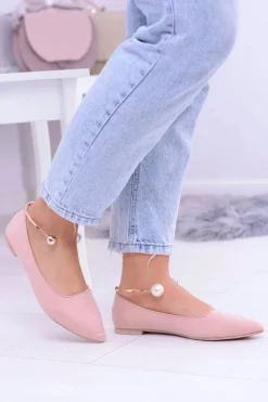 Różowe Balerinki Z Bransoletką W Szpic Mami Damskie Baleriny Klasyczne
