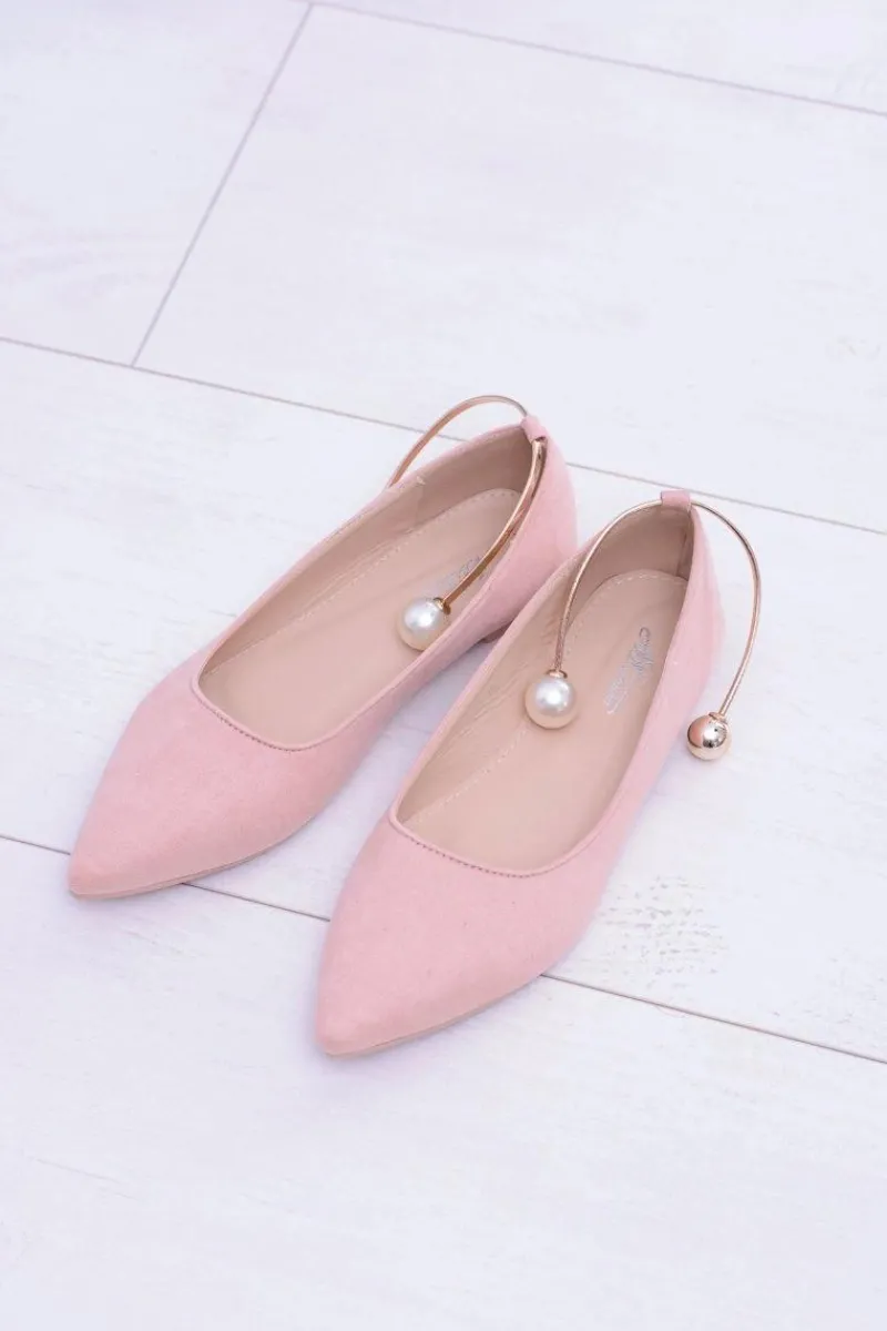 Różowe Balerinki Z Bransoletką W Szpic Mami Damskie Baleriny Klasyczne