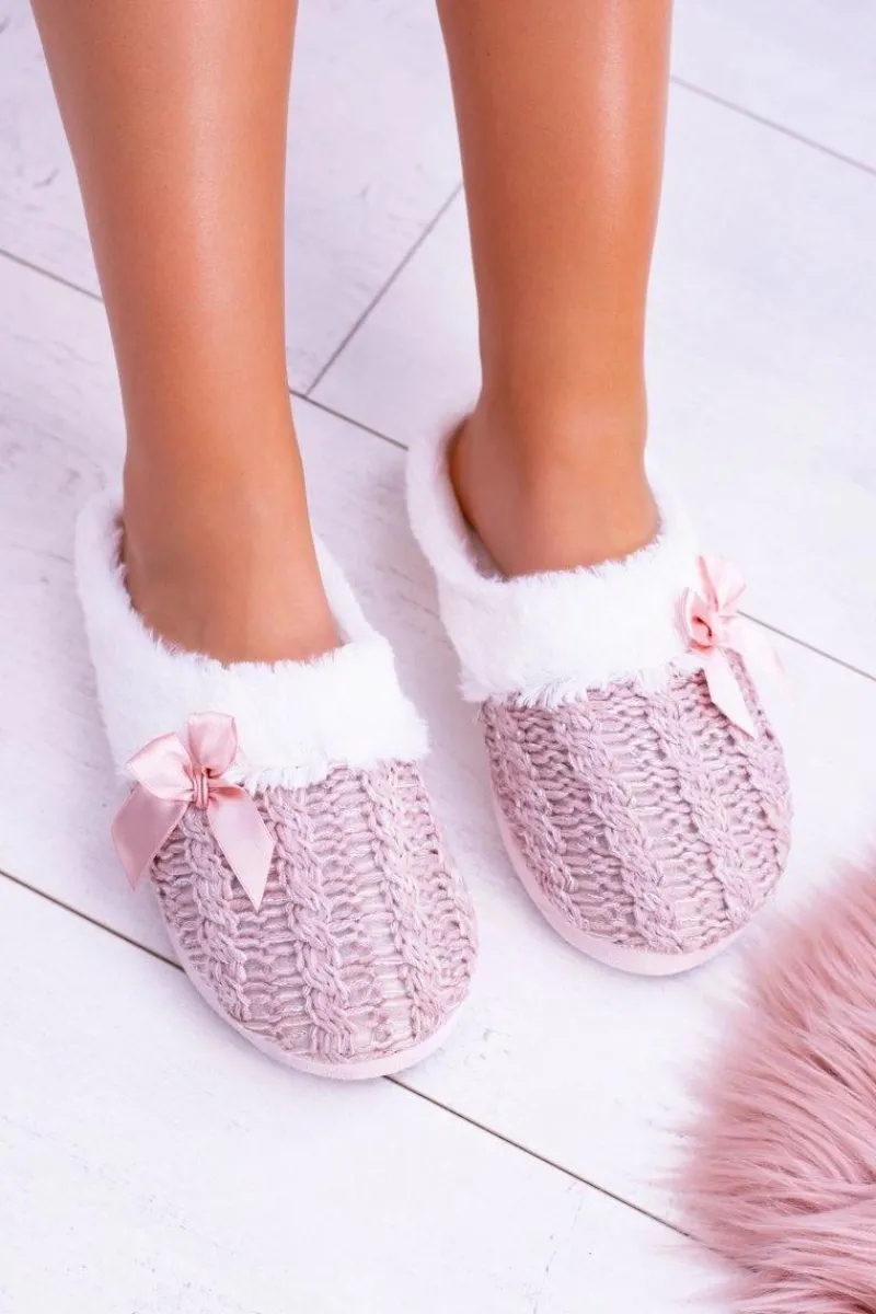 Różowe Damskie Papcie Domowe Klapki Z Futerkiem Dezi Damskie Kapcie Klasyczne|Klapki Z Futerkiem
