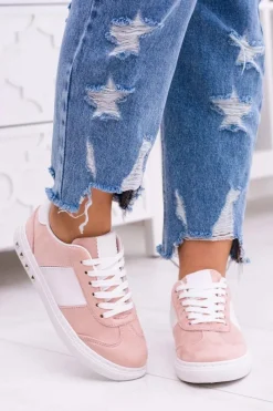 Trampki Damskie Niskie>Boto Różowe Trampki Tenisówki Bati