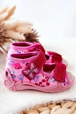 Hot BEFADO Sandałki Na Rzep 342P021 Różowe