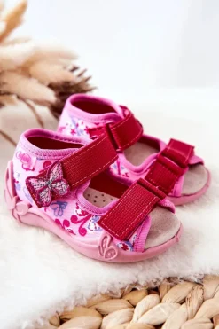 Hot BEFADO Sandałki Na Rzep 342P021 Różowe