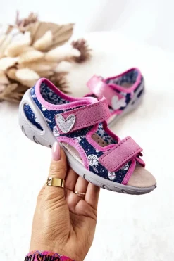 Dziewczęce|Dziewczęce>BEFADO Sandałki Na Rzep 065X151 Granatowo-Różowe