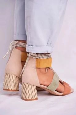 Hot Boto Sandałki Damskie Na Słupku Zamszowe Kolorowe Beckie