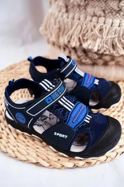 Clearance Sandałki Dziecięce Big Star Na Rzepy Granatowe FF374211 Damskie Chłopięce|Dziewczęce