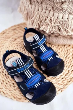 Clearance Sandałki Dziecięce Big Star Na Rzepy Granatowe FF374211 Damskie Chłopięce|Dziewczęce