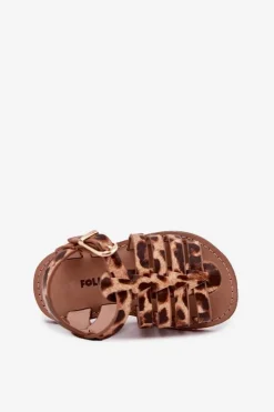 Best Boto Sandałki Dziecięce Dziewczęce Z Eko Skóry Panterka Mariana Brązowy