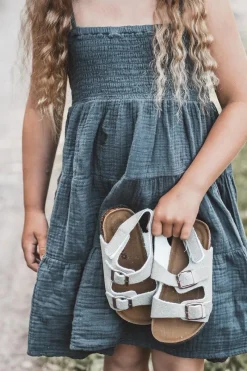 New Boto Sandałki Dziecięce Na Korkowej Platformie Zapinane Na Rzep Szare Rorria Szary