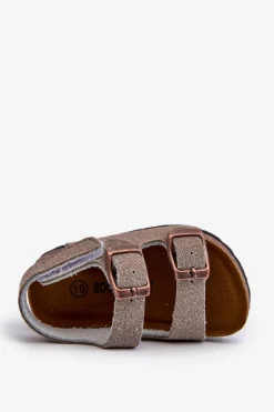 New Boto Sandałki Dziecięce Na Korkowej Platformie Zapinane Na Rzep Szare Rorria Szary
