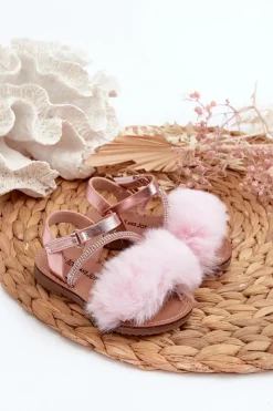 Best Sandałki Dziecięce Na Rzep Z Futerkiem Różowe Rosavere Dzieci Dziewczęce
