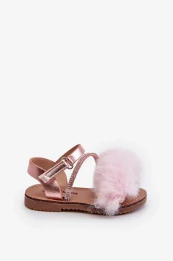 Best Sandałki Dziecięce Na Rzep Z Futerkiem Różowe Rosavere Dzieci Dziewczęce