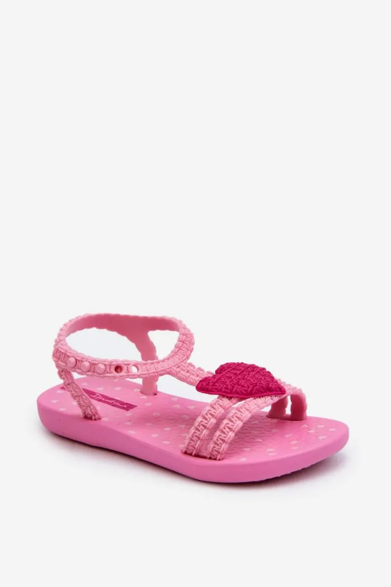 Sandałki Dziecięce Z Sercem 81997 My First Baby Różowe Dzieci Dziewczęce