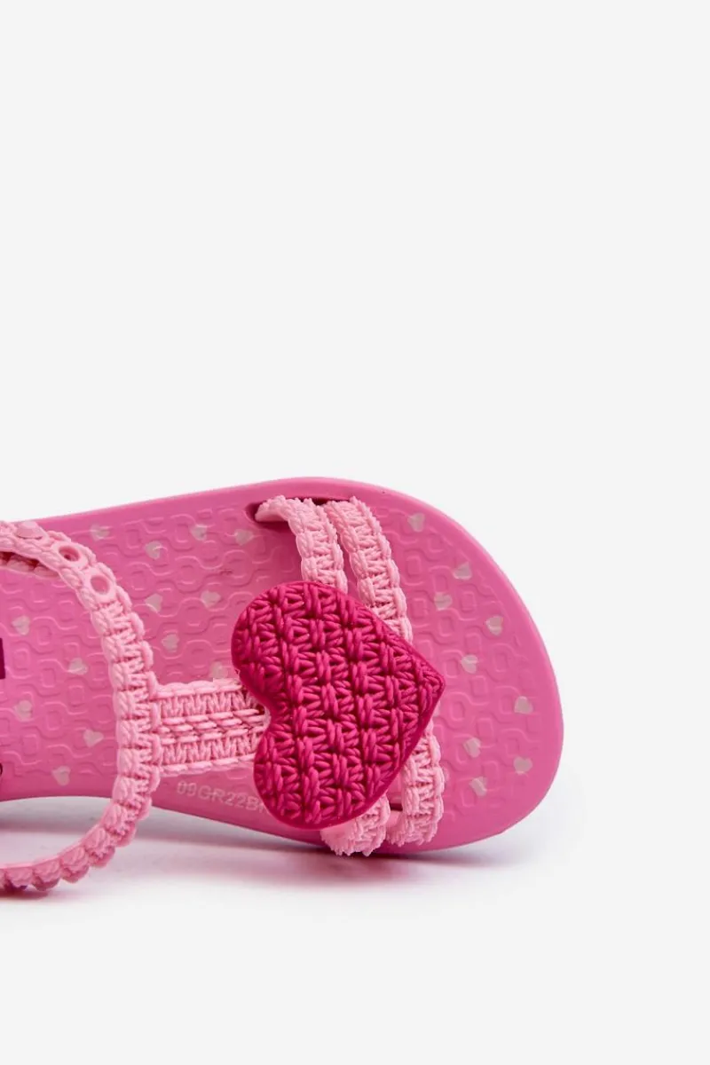 Sandałki Dziecięce Z Sercem 81997 My First Baby Różowe Dzieci Dziewczęce