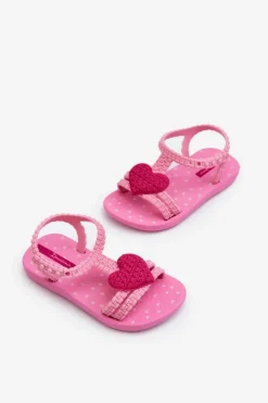 Sandałki Dziecięce Z Sercem 81997 My First Baby Różowe Dzieci Dziewczęce