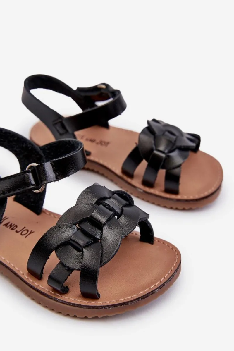 Dziewczęce>Boto Sandałki Dziecięce Zapinane Na Rzep Czarne Venikoria