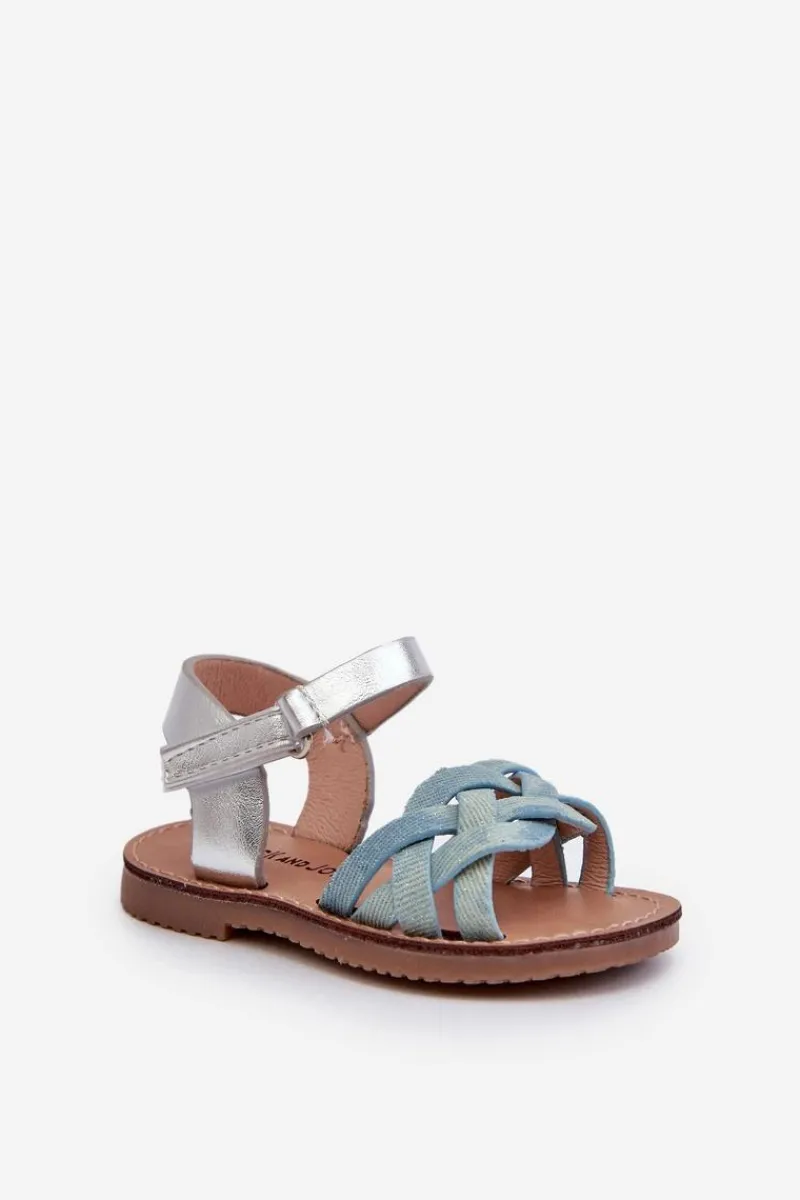 Clearance Sandałki Dziecięce Zapinane Na Rzep Z Przeplatającymi Się Paseczkami Niebieskie Dianttha Dzieci Dziewczęce