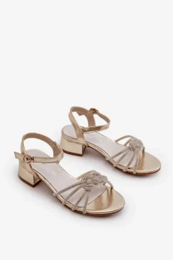 Dziewczęce></noscript>Evento Sandałki Dziewczęce Na Niskim Obcasie Z Cyrkoniami Złote Ollna