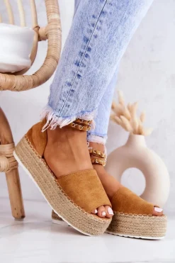Online Sandałki Espadryle Na Platformie Camel Jeannie Damskie Sandały Na Koturnie|Czarne Espadryle