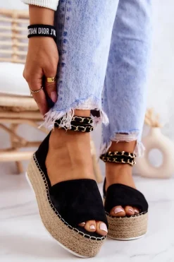 Online Boto Sandałki Espadryle Na Platformie Czarne Jeannie