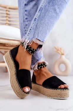 Online Boto Sandałki Espadryle Na Platformie Czarne Jeannie