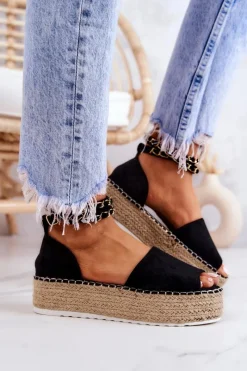 Online Boto Sandałki Espadryle Na Platformie Czarne Jeannie