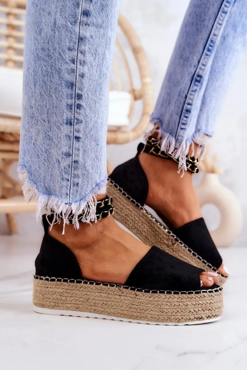 Online Boto Sandałki Espadryle Na Platformie Czarne Jeannie