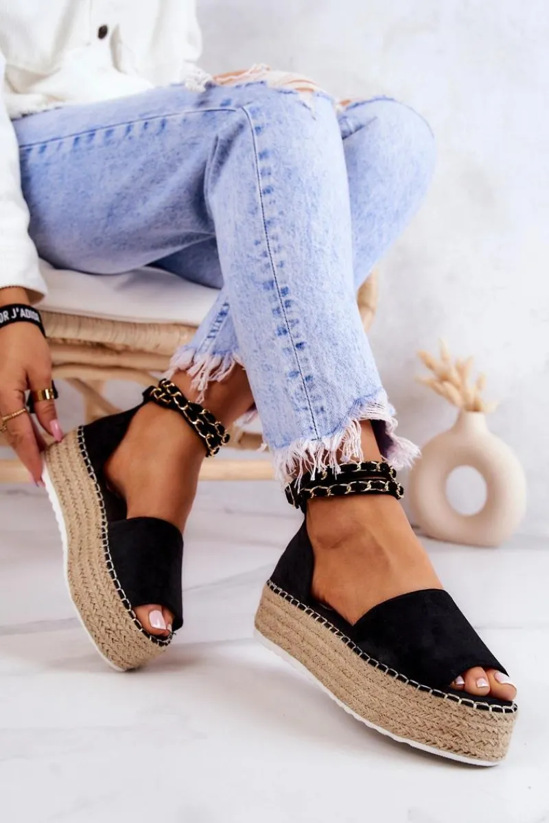 Online Boto Sandałki Espadryle Na Platformie Czarne Jeannie