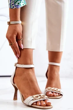 Sandały Na Obcasie>Laura Messi Sandałki Na Obcasie 2366 Beżowe