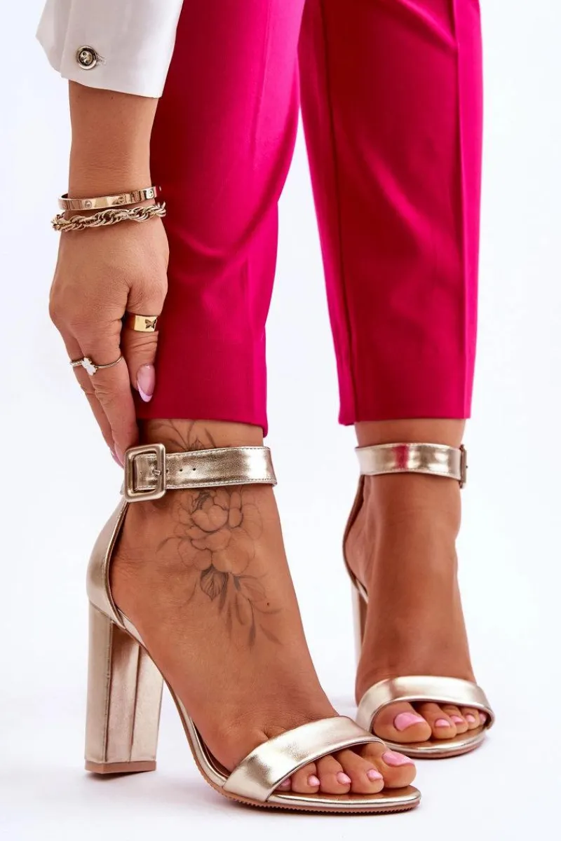 Clearance Sandałki Na Obcasie Złote Georgina Damskie Sandały Na Obcasie