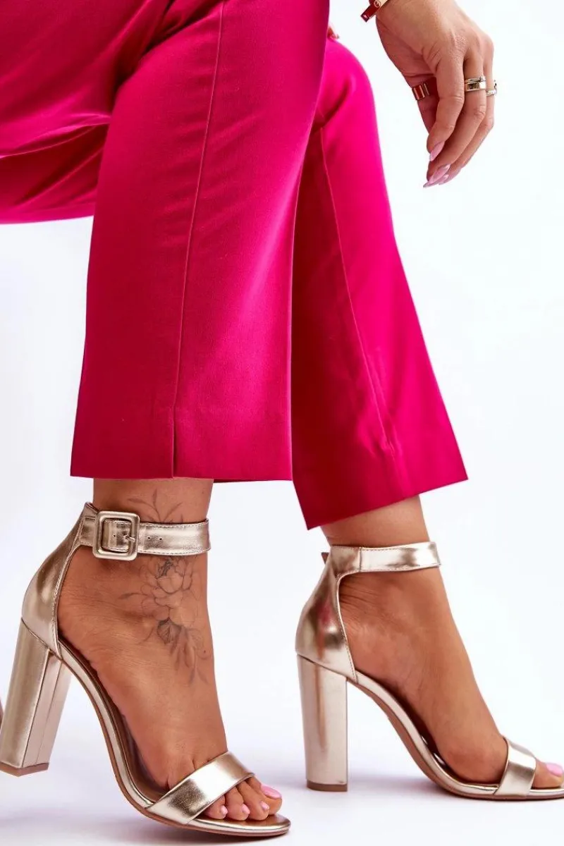 Clearance Sandałki Na Obcasie Złote Georgina Damskie Sandały Na Obcasie